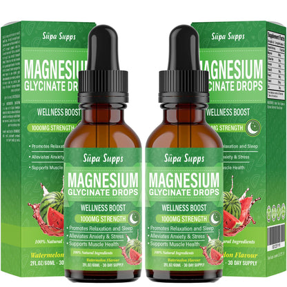 Magnesium Glycinate Liquid 1000MG – Liquid Magnesium Glycinate Drops with Trace Minerals – High Absorption, Supports Sleep, Relaxation, Nerve & Muscle Function – Watermelon Flavour Supplement 60ml