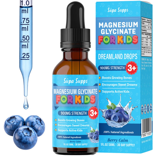 Magnesium Glycinate for Kids 30ml – Berry Calm Flavour | Gentle Liquid Formula to Support Rest and Relaxation | Easy-to-Use Dropper | Magnesium Sleep Drops | Supplement for Kids Sleep- Baby & Toddlers
