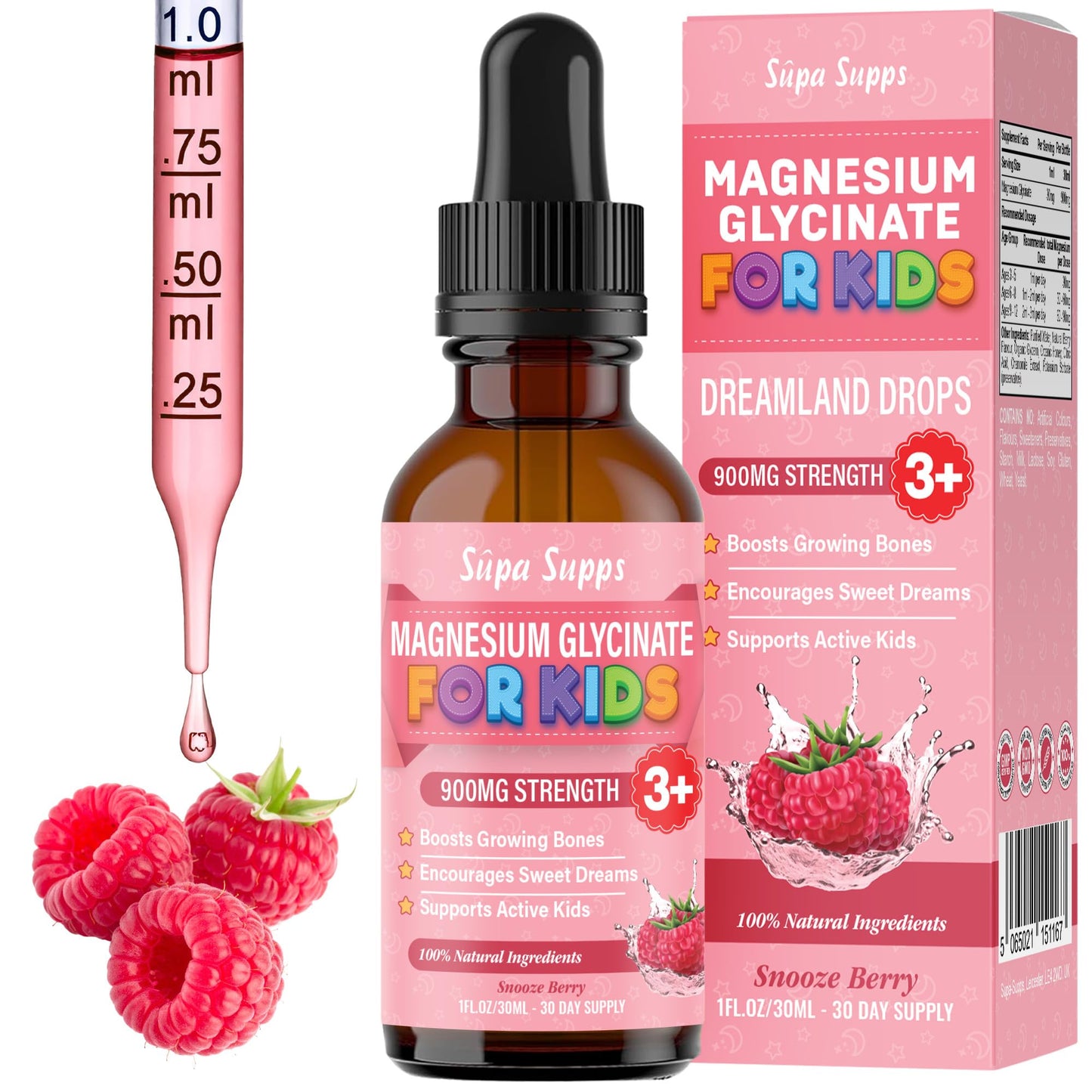 Magnesium Glycinate for Kids 30ml – Snooze Berry | Gentle Liquid Formula to Support Rest and Relaxation | Easy-to-Use Dropper | Magnesium Sleep Drops | Supplement for Kids Sleep- Baby & Toddlers