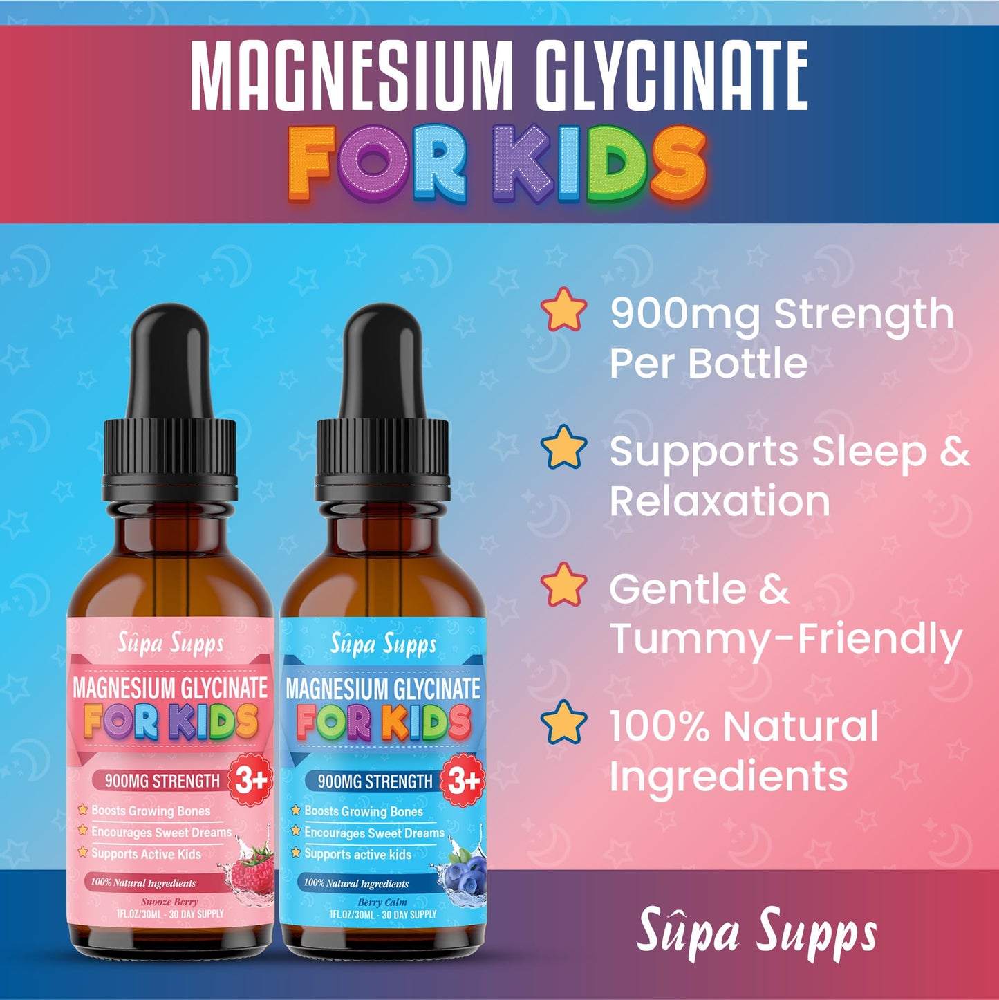 Magnesium Glycinate for Kids 30ml - Pack of 2 | Gentle Liquid Formula to Support Rest and Relaxation | Easy-to-Use Dropper | Magnesium Sleep Drops | Supplement for Kids Sleep- Baby & Toddlers