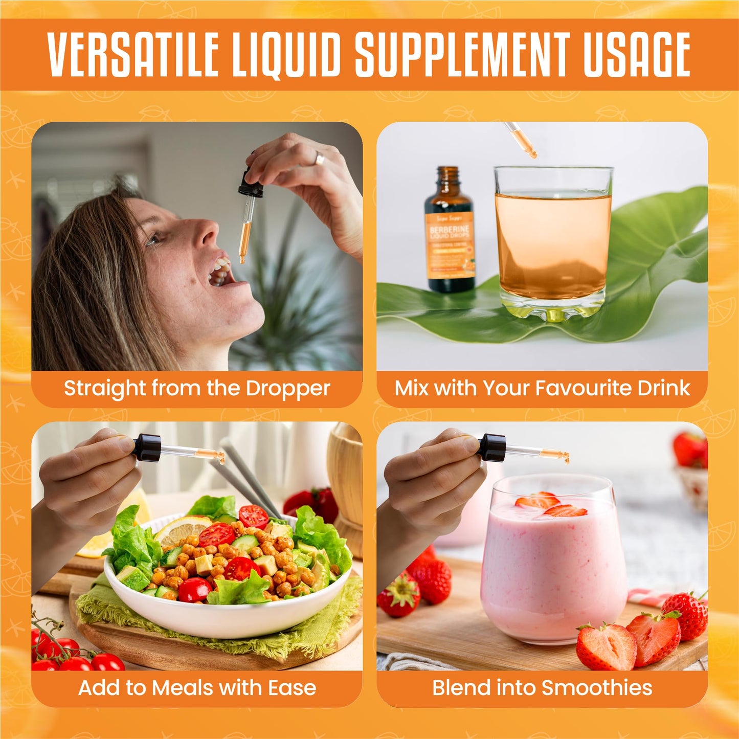 Berberine Liquid 60ml – High Strength Berberine Supplement for Weight Management, Blood Sugar & Cholesterol – Cholesterol Lowering Supplements – Natural, Fast-Absorbing, Orange Flavour