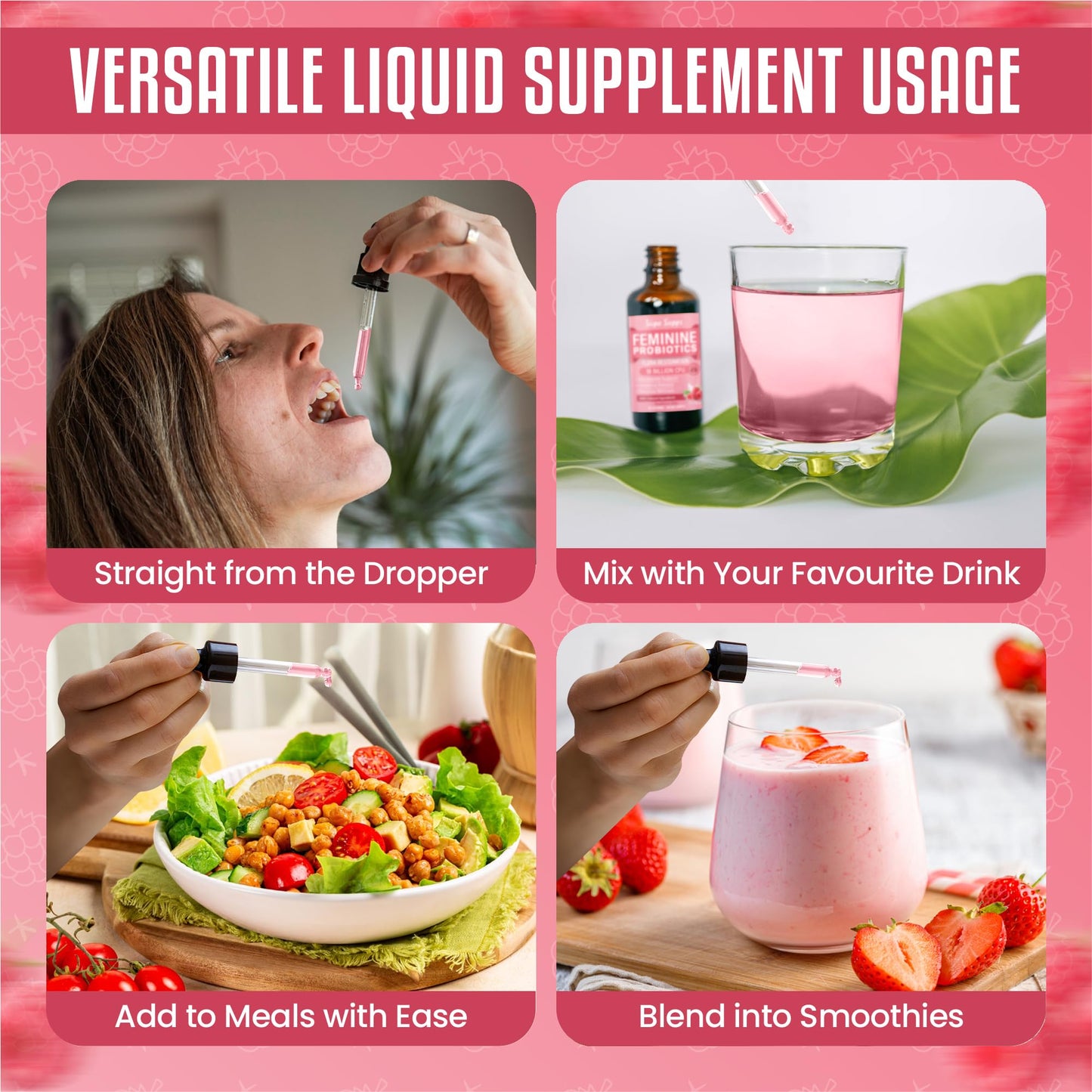 Vaginal Probiotics Liquid 60ml- Raspberry Flavour | Flora Probiotics for Women with Lactobacillus Reuteri | Intimate Support | Gut & Vaginal Flora | Female Balance- Fast Absorption BV Treatment Ladies