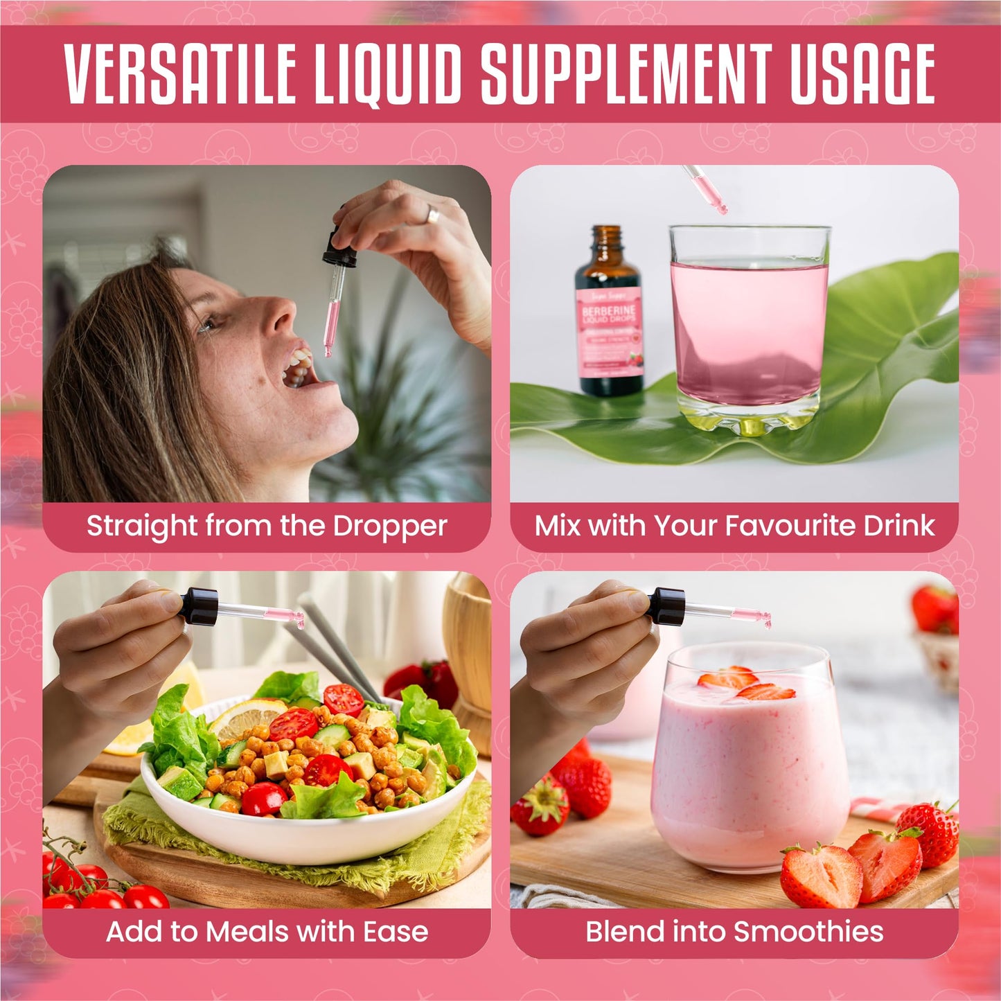 Berberine Liquid Drops - 60ml | Berberine Supplement 1500mg High Strength for Cholesterol Support | Natural Cholesterol Lowering Supplements | Aids Blood Sugar Balance - Summer Fruits Flavour
