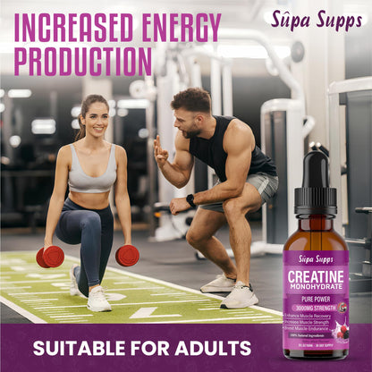 Creatine Monohydrate Drops 60ml - Liquid Alternative to Creatine Monohydrate Powder, Ideal for Gym Performance, Bulk Creatine Formula, Supports Muscle Growth, Recovery, and Energy - Berry Flavour