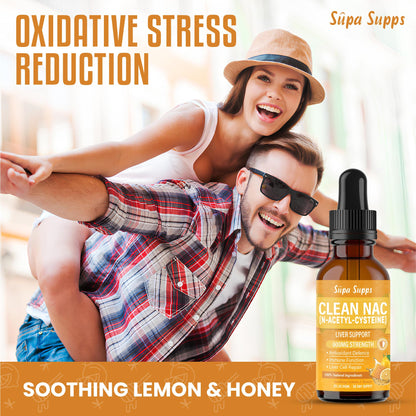 Clean NAC (N-Acetyl-Cysteine) Liquid 60ml - Honey & Lemon Flavour | Augmented NAC Supplement for Daily Support | High Absorption Formula | Easy Liquid Drops | nac n-Acetyl-cysteine 600mg Per Serving