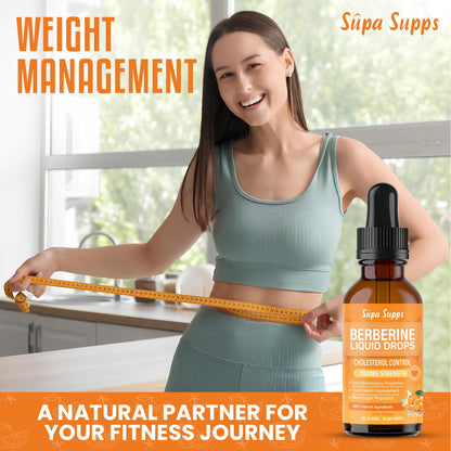 Berberine Liquid 60ml – High Strength Berberine Supplement for Weight Management, Blood Sugar & Cholesterol – Cholesterol Lowering Supplements – Natural, Fast-Absorbing, Orange Flavour