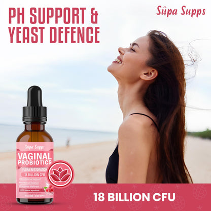 Vaginal Probiotics Liquid 60ml- Raspberry Flavour | Flora Probiotics for Women with Lactobacillus Reuteri | Intimate Support | Gut & Vaginal Flora | Female Balance- Fast Absorption BV Treatment Ladies