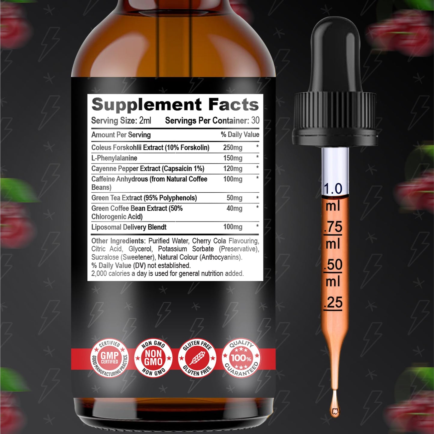 MetaBurn Extreme Liquid 60ml - Cherry Cola Flavour | Advanced Appetite Suppressants for Women & Weight Loss for Men Support | Potent Fat Burner with Caffeine, Cayenne, Green Tea & Coleus Forskohlii