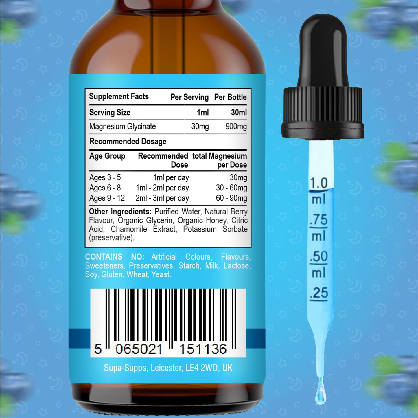 Magnesium Glycinate for Kids 30ml – Berry Calm Flavour | Gentle Liquid Formula to Support Rest and Relaxation | Easy-to-Use Dropper | Magnesium Sleep Drops | Supplement for Kids Sleep- Baby & Toddlers