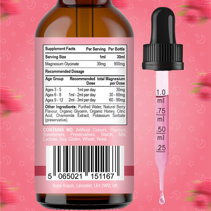 Magnesium Glycinate for Kids 30ml – Snooze Berry | Gentle Liquid Formula to Support Rest and Relaxation | Easy-to-Use Dropper | Magnesium Sleep Drops | Supplement for Kids Sleep- Baby & Toddlers