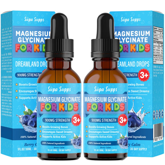 Magnesium Glycinate for Kids 60ml - Gentle Liquid Magnesium Supplements for Children - Supports Relaxation, Sleep Aid for Kids, Helps Calm and Focus, Easy-to-Absorb Liquid Supplement for Toddlers