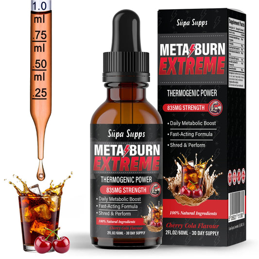 MetaBurn Extreme Liquid 60ml - Cherry Cola Flavour | Advanced Appetite Suppressants for Women & Weight Loss for Men Support | Potent Fat Burner with Caffeine, Cayenne, Green Tea & Coleus Forskohlii
