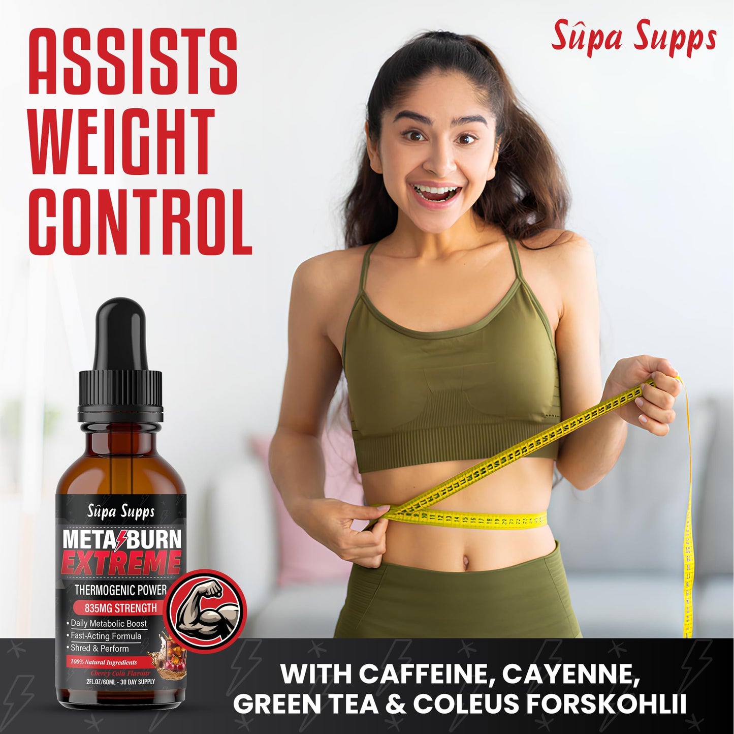 MetaBurn Extreme Liquid 60ml - Cherry Cola Flavour | Advanced Appetite Suppressants for Women & Weight Loss for Men Support | Potent Fat Burner with Caffeine, Cayenne, Green Tea & Coleus Forskohlii