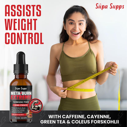 MetaBurn Extreme Liquid 60ml - Cherry Cola Flavour | Advanced Appetite Suppressants for Women & Weight Loss for Men Support | Potent Fat Burner with Caffeine, Cayenne, Green Tea & Coleus Forskohlii