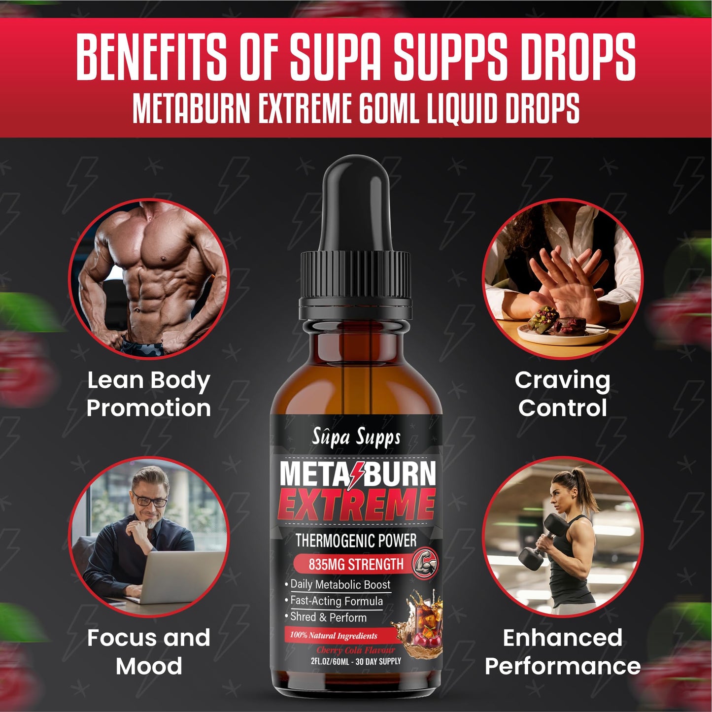 MetaBurn Extreme Liquid 60ml - Cherry Cola Flavour | Advanced Appetite Suppressants for Women & Weight Loss for Men Support | Potent Fat Burner with Caffeine, Cayenne, Green Tea & Coleus Forskohlii