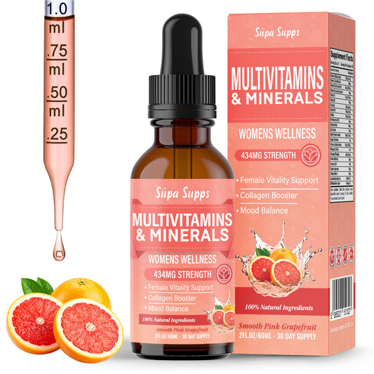 Multivitamins & Minerals for Women 30 Plus - Daily Vitamins A C D E K B Complex, Iron & Zinc - Smooth Pink Grapefruit Flavour - Best Vitamin Multivitamin for Women - Multi Vitamins for Mens Health