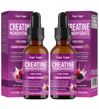Creatine Monohydrate Drops 60ml - Liquid Alternative to Creatine Monohydrate Powder, Ideal for Gym Performance, Bulk Creatine Formula, Supports Muscle Growth, Recovery, and Energy - Berry Flavour