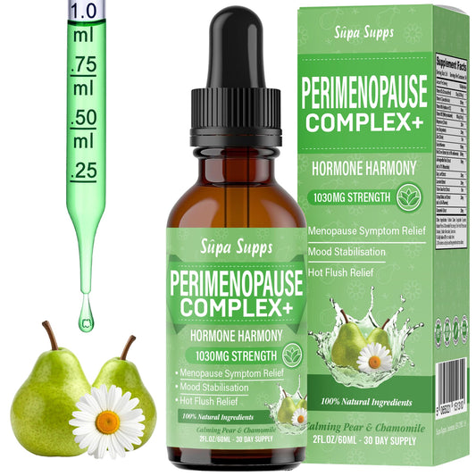 Perimenopause Liquid 60ml - Pear & Chamomile Flavour, Menopause Supplements with Red Clover & B Vitamins - Supports Hormonal Balance & Mood - Perimenopause Supplements, Pre Menopause Health Supplement