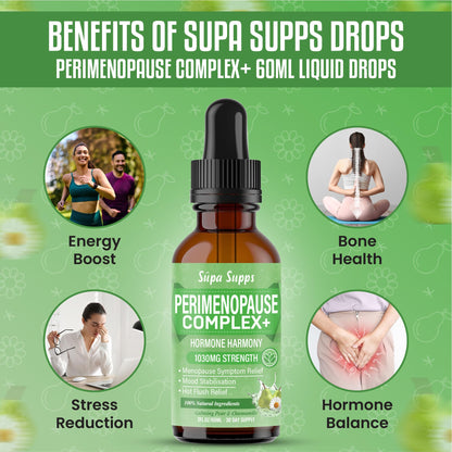 Perimenopause Liquid 60ml - Pear & Chamomile Flavour, Menopause Supplements with Red Clover & B Vitamins - Supports Hormonal Balance & Mood - Perimenopause Supplements, Pre Menopause Health Supplement